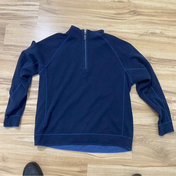 Tommy Bahama Half Zip pullover reversible navy blue Large L - Picture 10 of 11